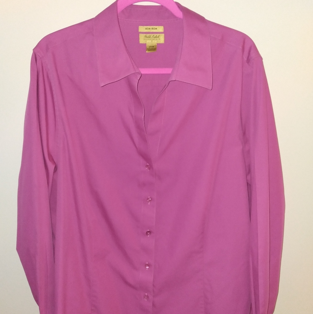 Gold Labeled Investments pink long sleeve woman's size 20 blouse